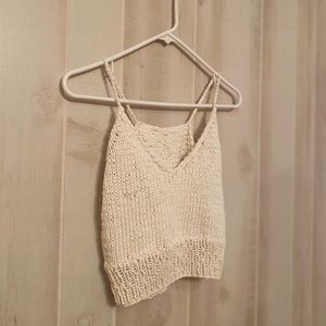 Handmade Knitted Cream Cami Crop Top sz Small
